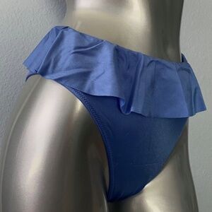 Victorias Secret Swim Bikini Bottom Deep Sky Blue VS Ruffle High Waist Cheeky